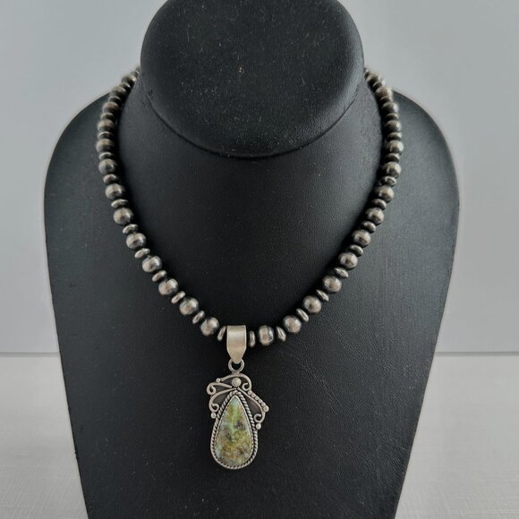 Native American Style Sterling Silver and Palomino Turquoise Pendant - Picture 5 of 11